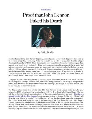 Proof That John Lennon Faked His Death