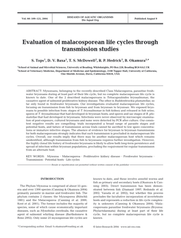Evaluation of Malacosporean Life Cycles Through Transmission Studies