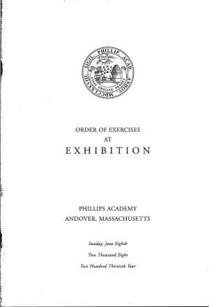 ORDER of EXERCISES at E X H IB ITI O N Fbr PHILLIPS ACADEMY