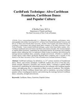 Afro-Caribbean Feminism, Caribbean Dance and Popular Culture