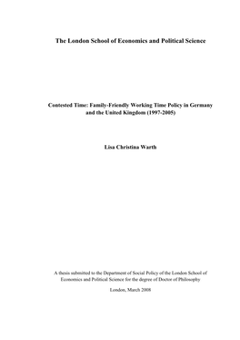 Contested Time: Family-Friendly Working Time Policy in Germany and the United Kingdom (1997-2005)