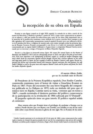 Rossini: La Recepción De Su Obra En España