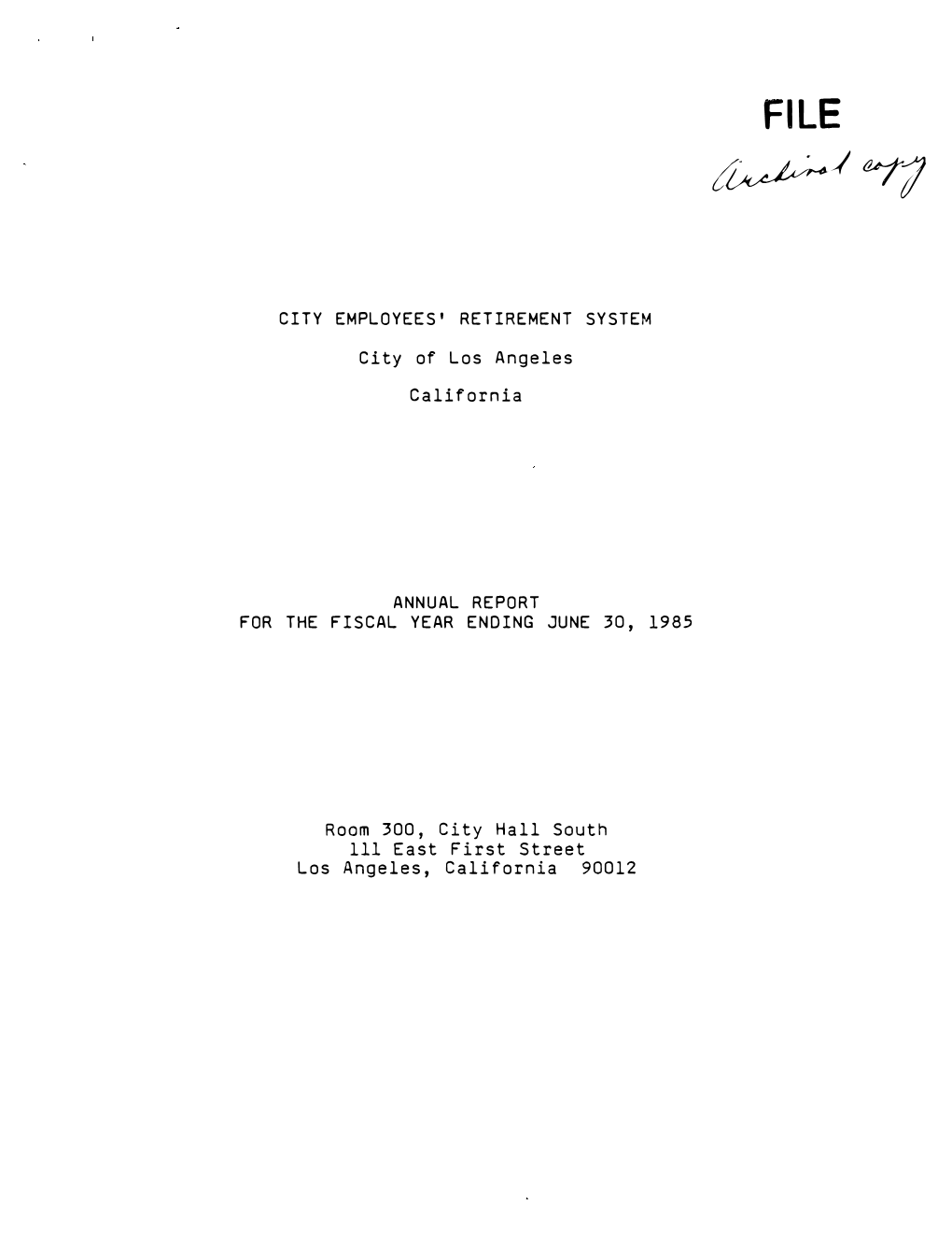 1985 Comprehensive Annual Financial Report