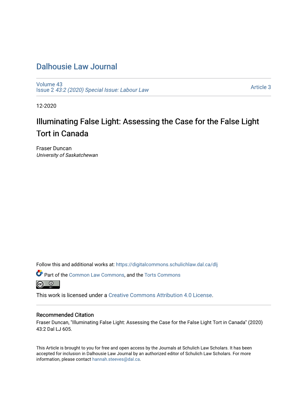 Illuminating False Light: Assessing the Case for the False Light Tort in Canada