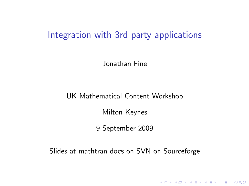 Integration with 3Rd Party Applications