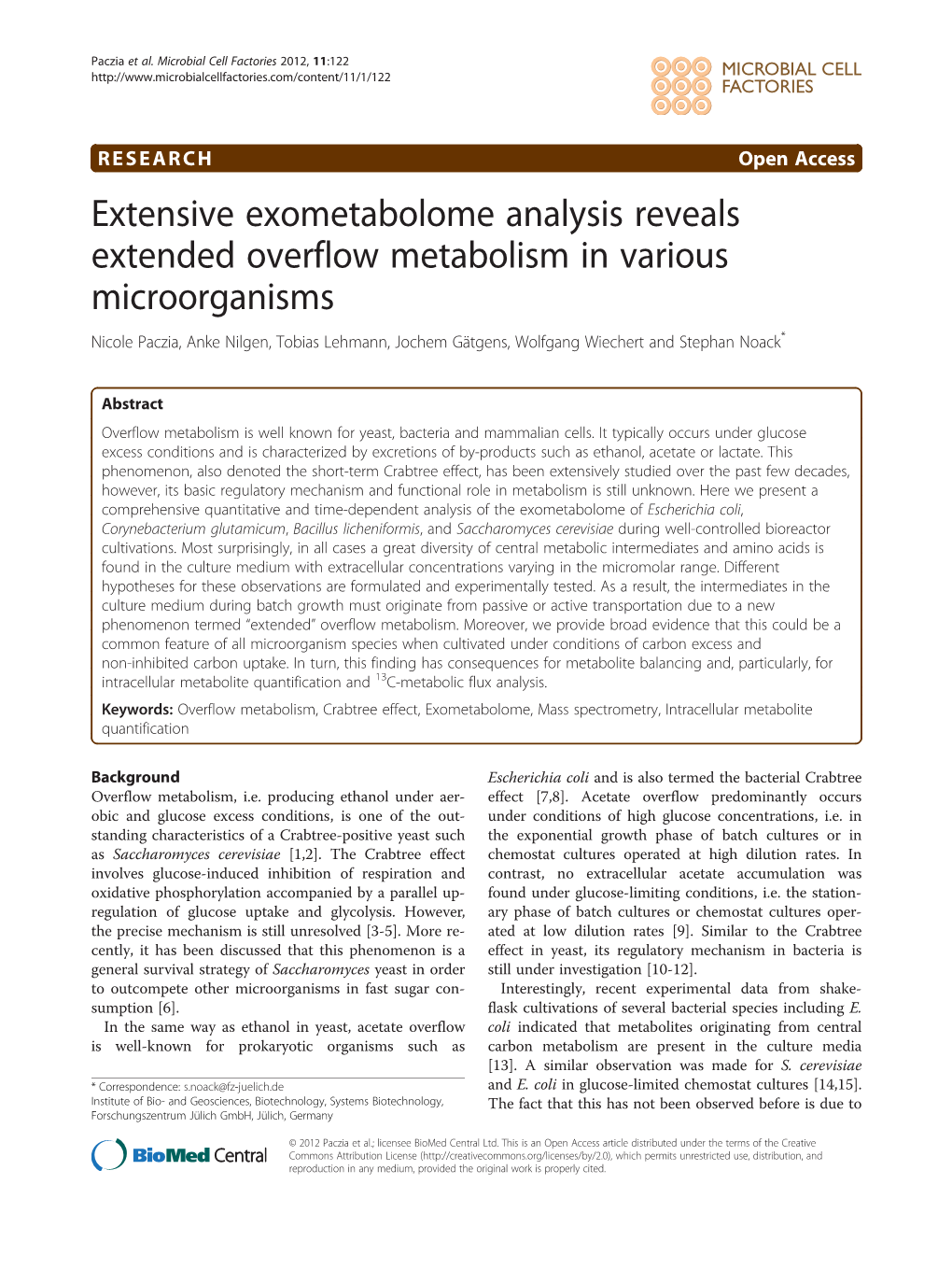 Extensive Exometabolome Analysis Reveals Extended Overflow