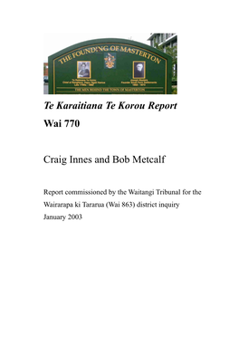 Te Karaitiana Te Korou Report Wai 770