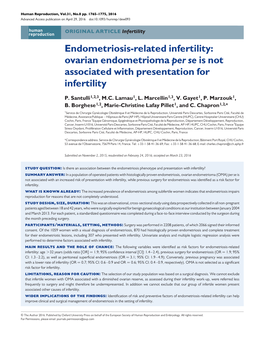 Endometriosis-Related Infertility: Ovarian Endometrioma Per Se Is Not Associated with Presentation for Infertility