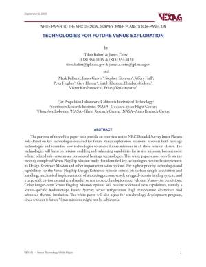 Technologies for Future Venus Exploration