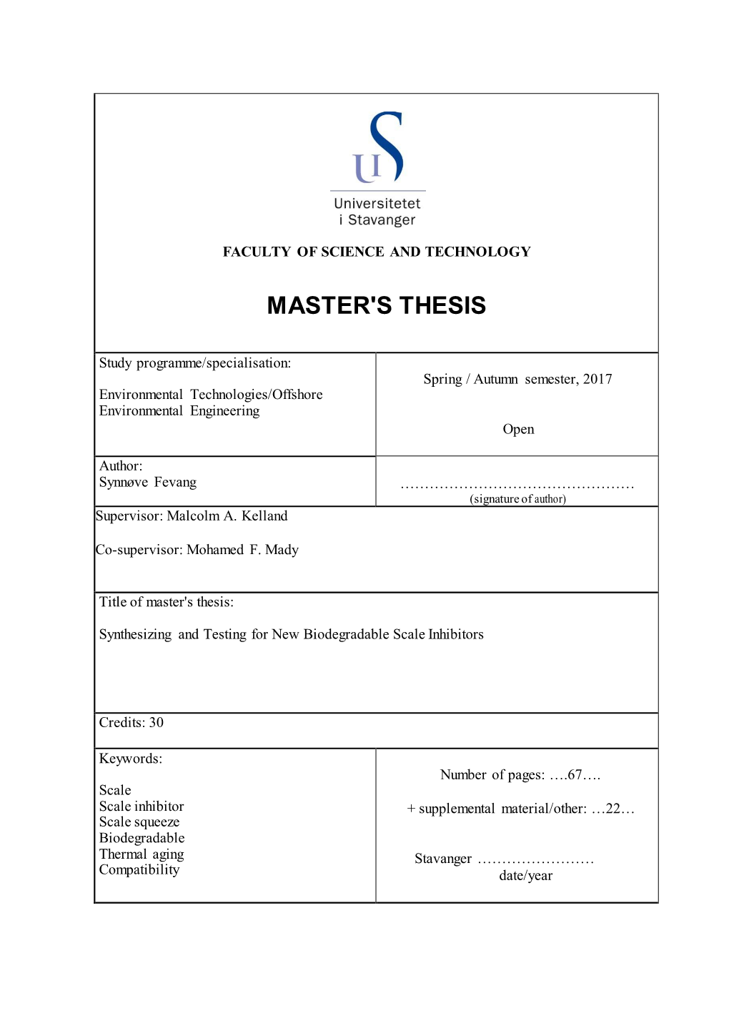 Master's Thesis