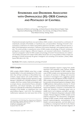 With Omphalocele (Ii): Oeis Complex and Pentalogy of Cantrell