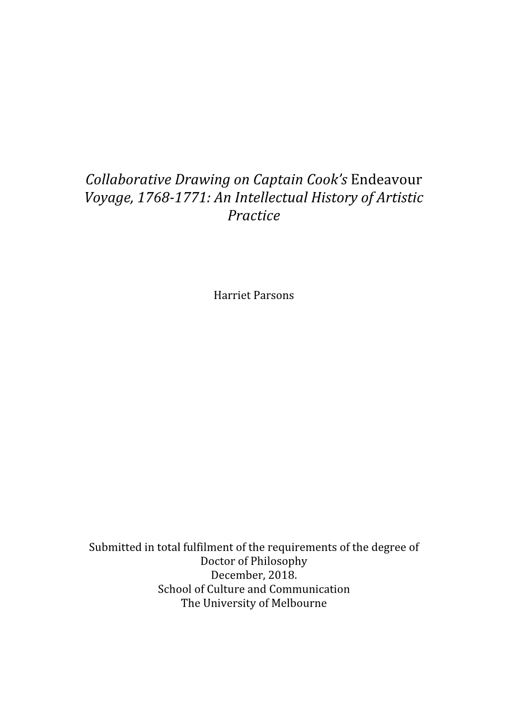 Collaborative Drawing on Captain Cook's Endeavour Voyage, 1768-1771: an Intellectual History of Artistic Practice