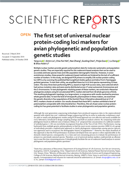 The First Set of Universal Nuclear Protein-Coding Loci Markers For