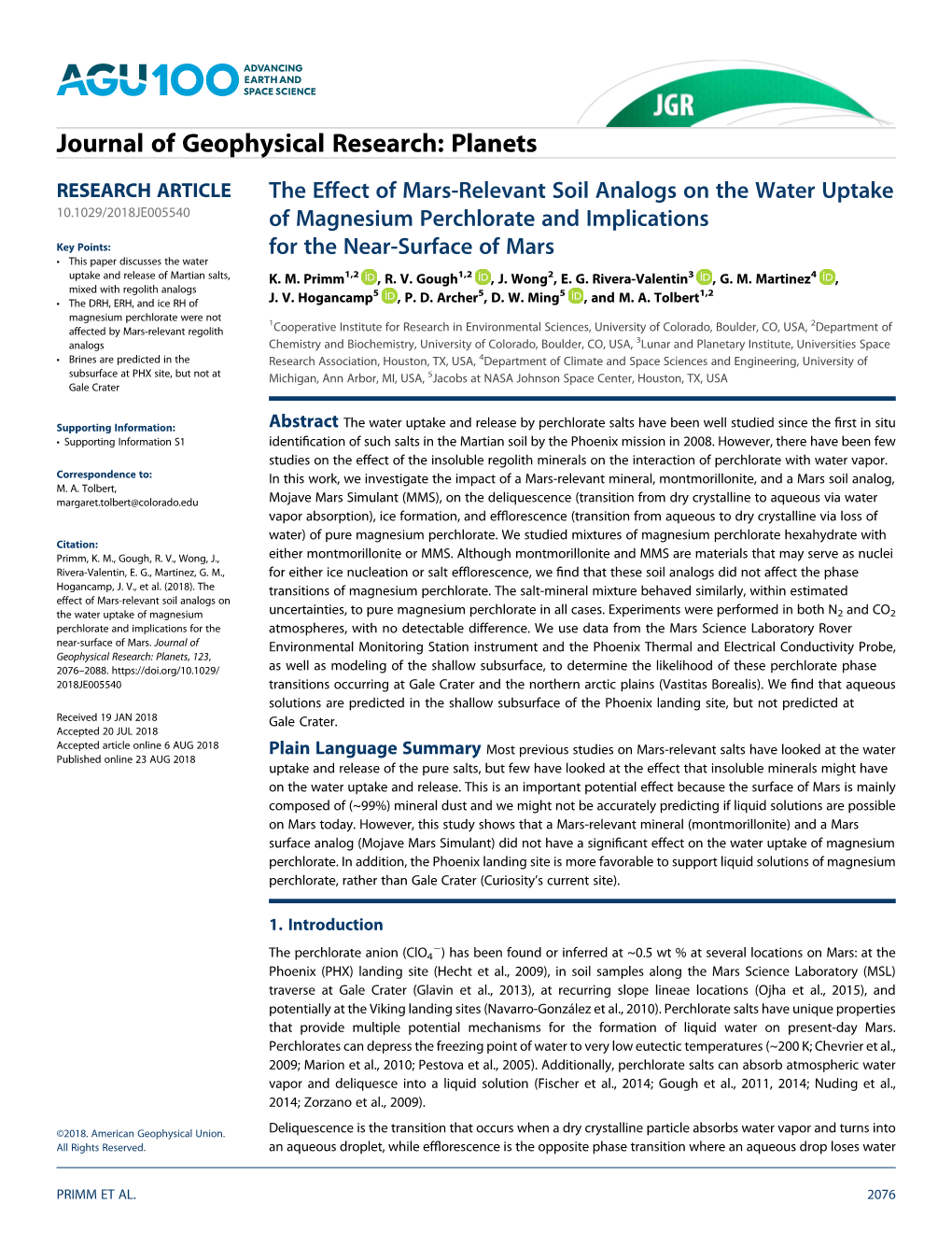 The Effect of Mars-Relevant Soil Analogs on the Water Uptake Of