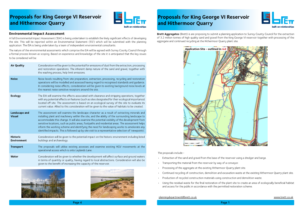 Proposals for King George VI Reservoir and Hithermoor Quarry and Hithermoor Quarry