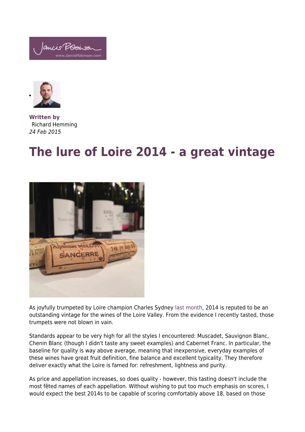 The Lure of Loire 2014 - a Great Vintage