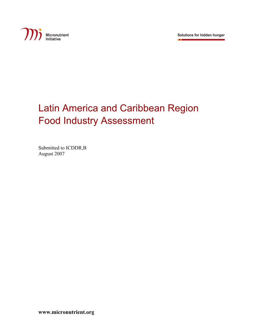 Latin America and Caribbean Region Food Industry Assessment