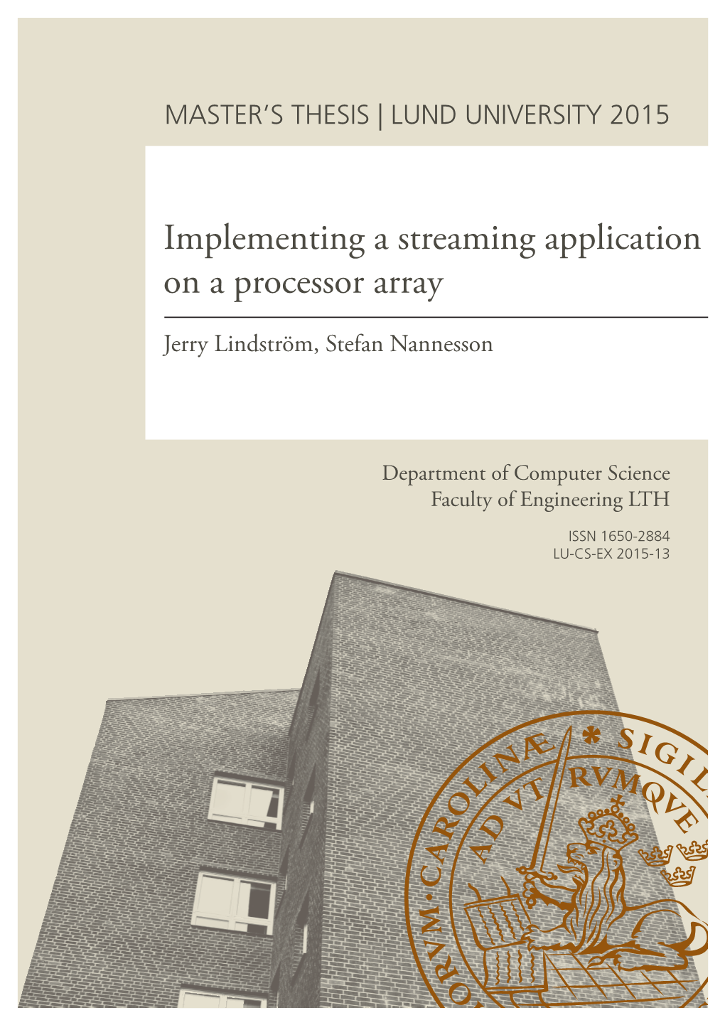 Implementing a Streaming Application on a Processor Array