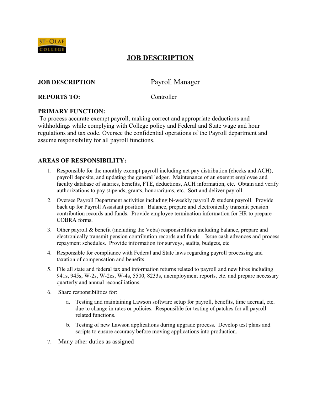 Instructions for Writing the Job Description s7