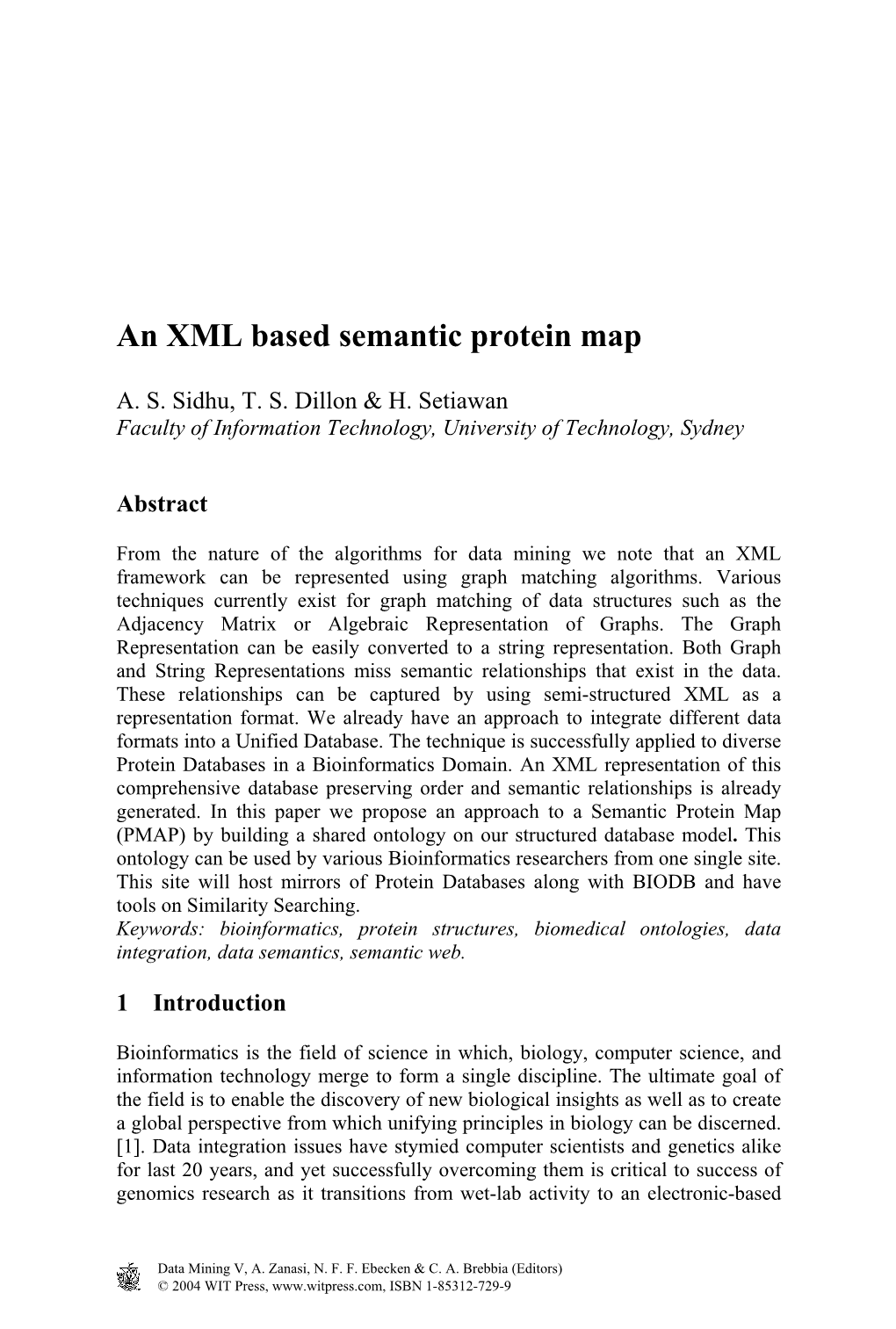 An XML Based Semantic Protein Map