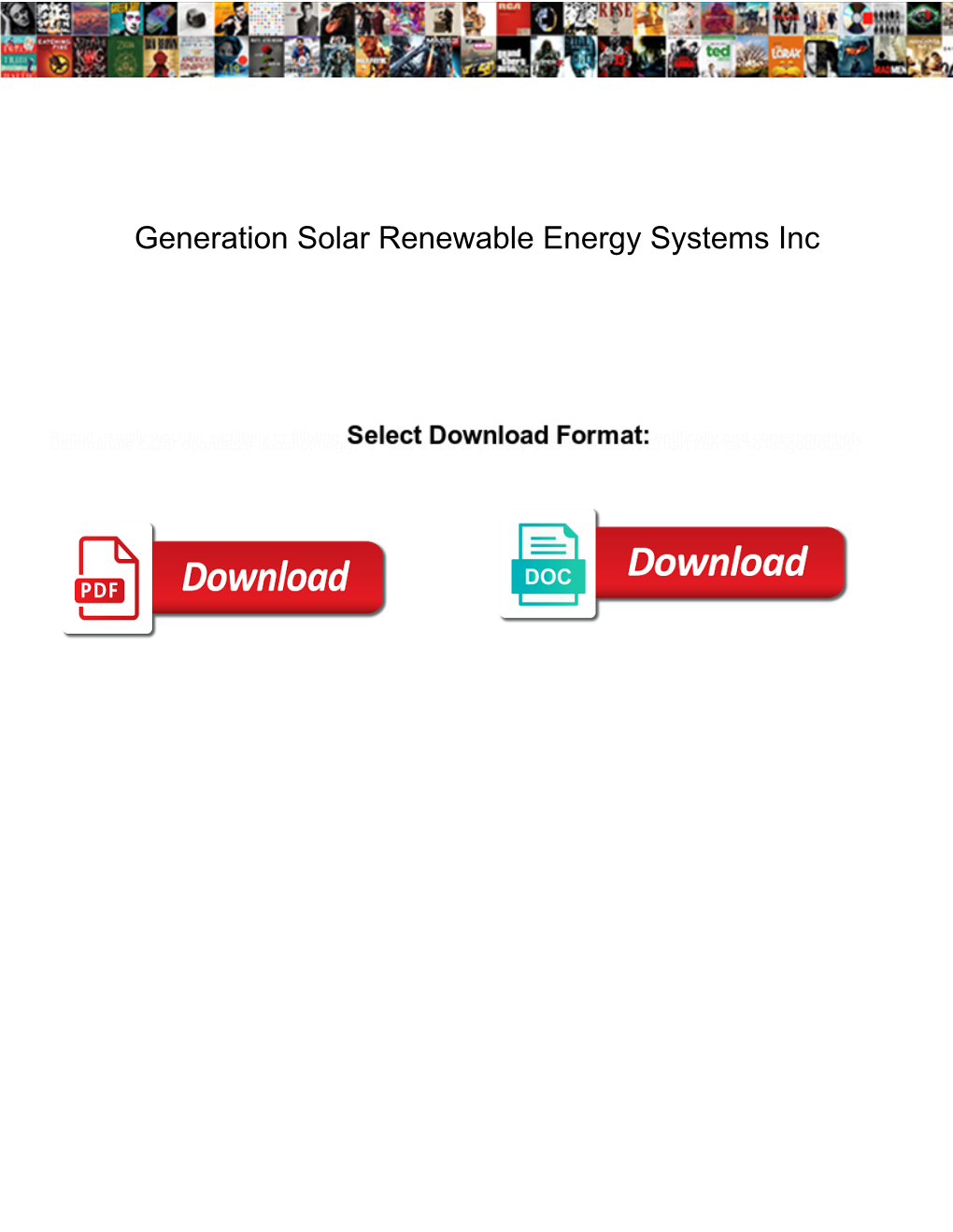 Generation Solar Renewable Energy Systems Inc