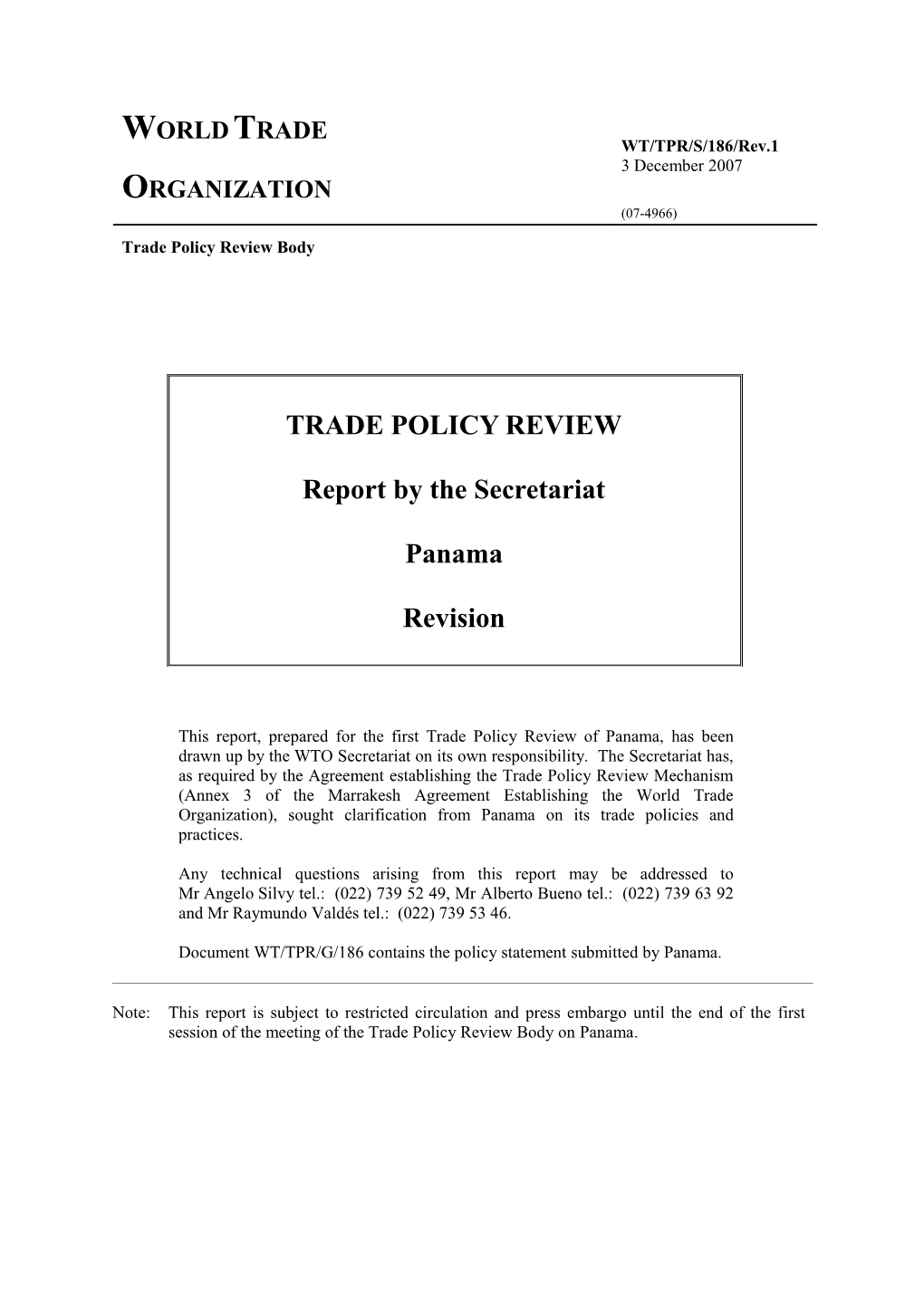 (2) Trade and Investment Policy Framework Vii