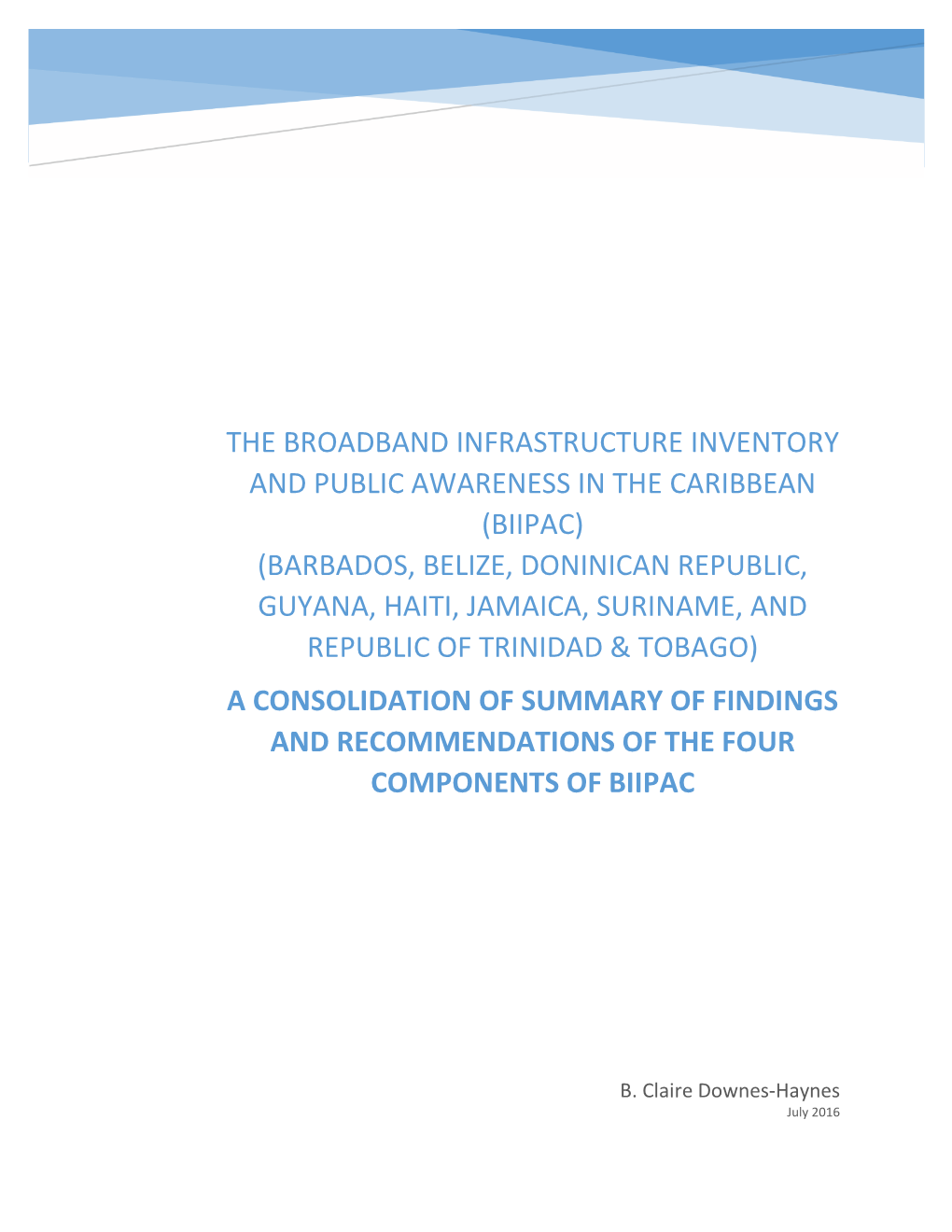 The Broadband Infrastructure Inventory