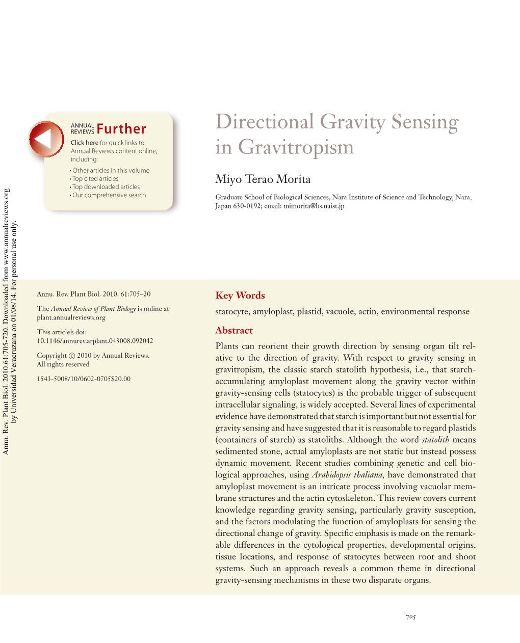 Directional Gravity Sensing in Gravitropism