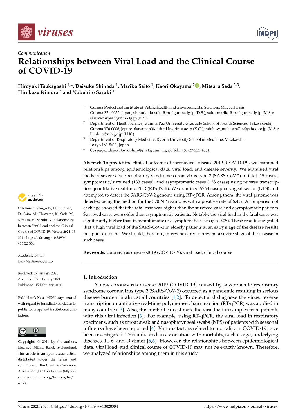 Relationships Between Viral Load and the Clinical Courseof COVID-19