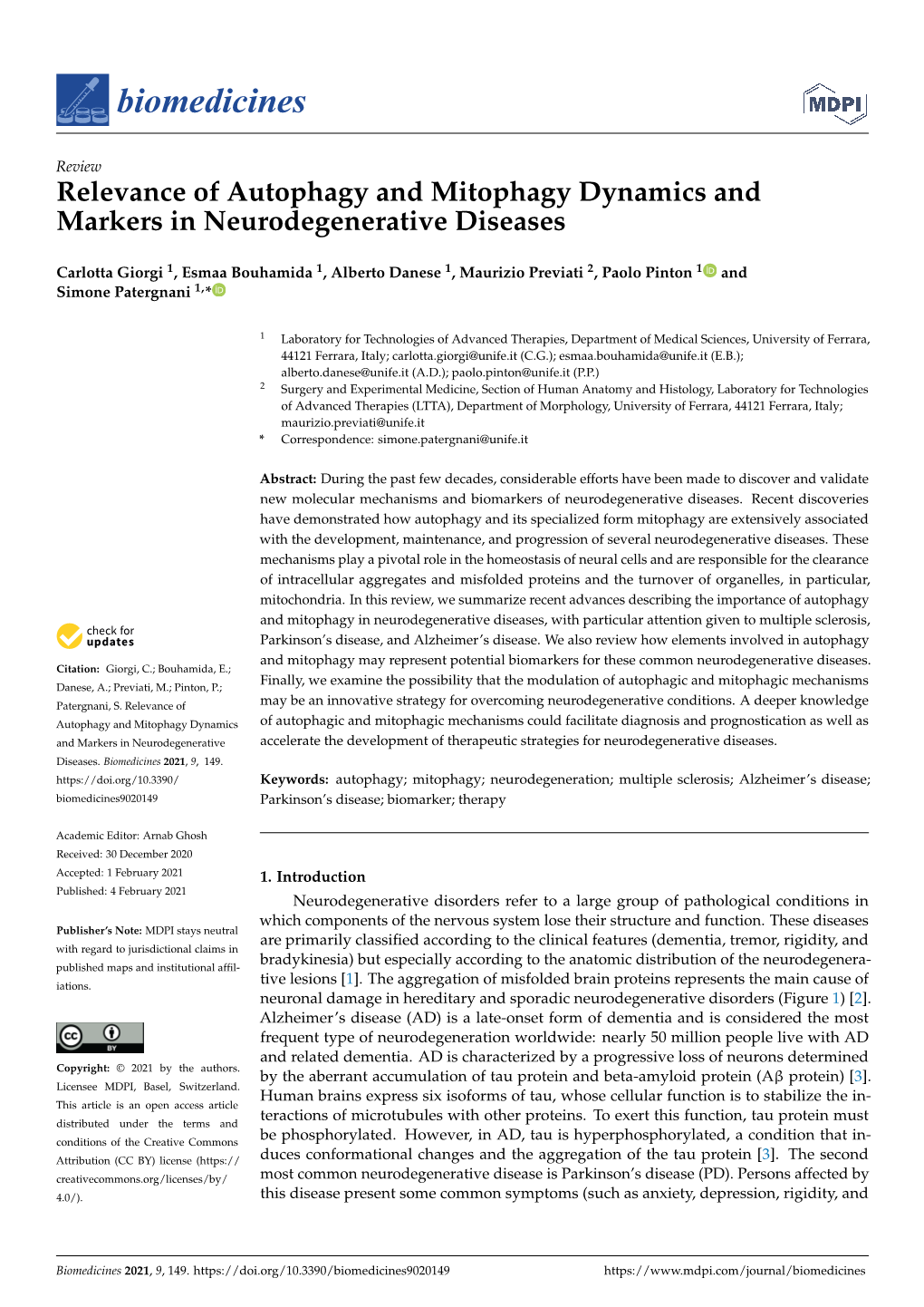 Relevance of Autophagy and Mitophagy Dynamics and Markers in Neurodegenerative Diseases
