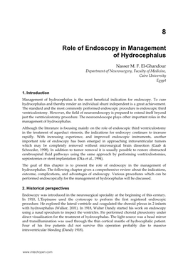 Role of Endoscopy in Management of Hydrocephalus