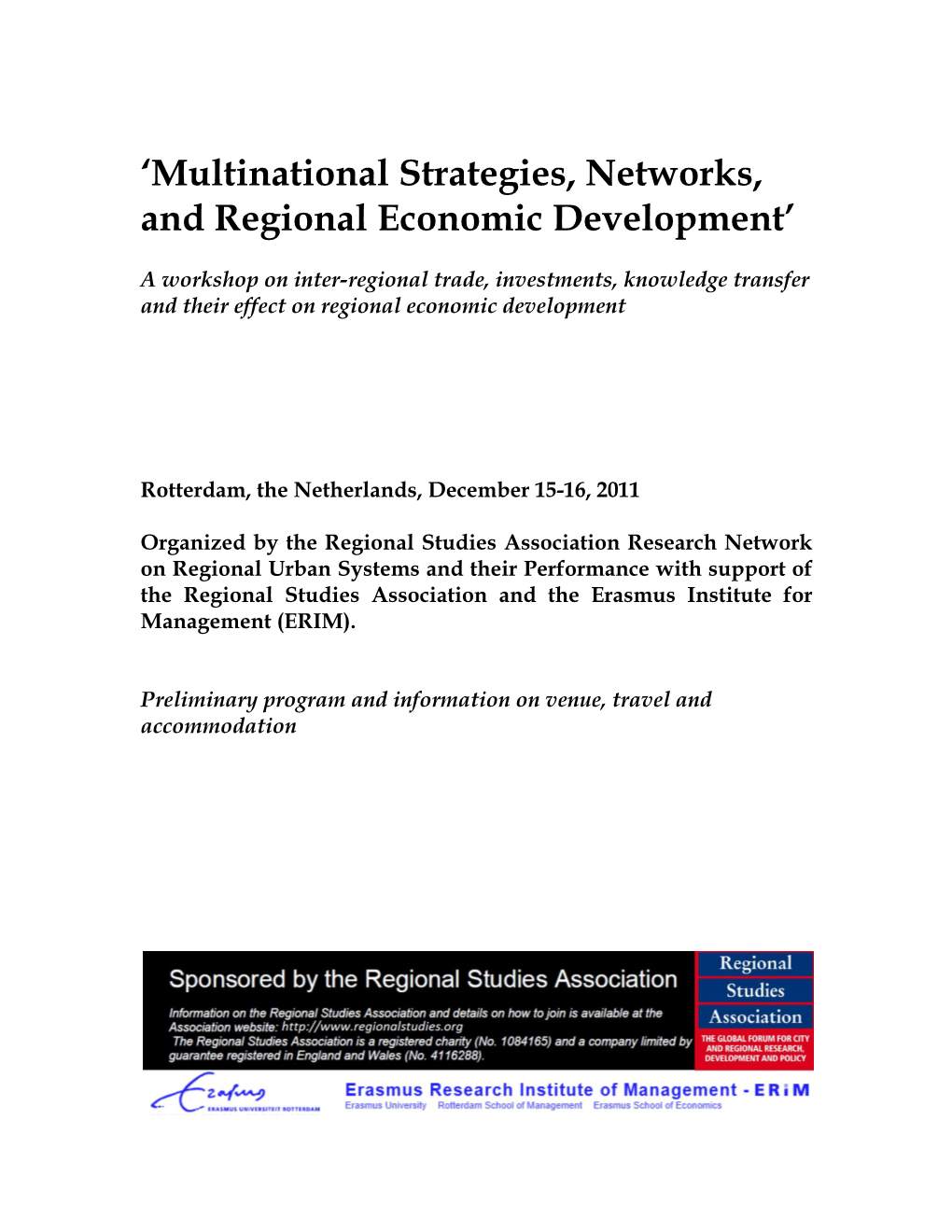 Multinational Strategies, Networks, and Regional Economic Development’
