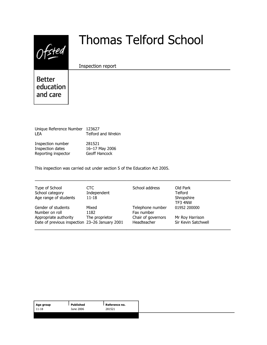 Ofsted Report 2006