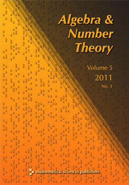 Algebra & Number Theory Vol. 5 (2011)