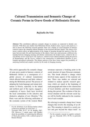 Cultural Transmission and Semantic Change of Ceramic Forms in Grave Goods of Hellenistic Etruria