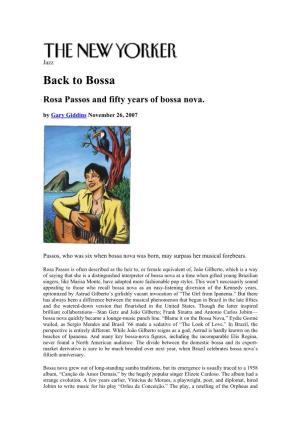 Bossa Rosa Passos and Fifty Years of Bossa Nova