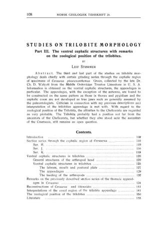 Studies on Trilobite Morphology