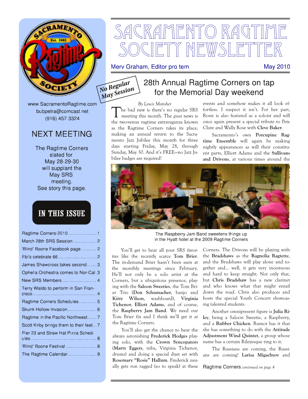 Sacramento Ragtime Society Newsletter