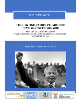 'Leading Like Mandela'leadership Development Programme