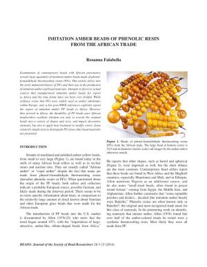 Imitation Amber Beads of Phenolic Resin from the African Trade