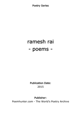 Ramesh Rai - Poems