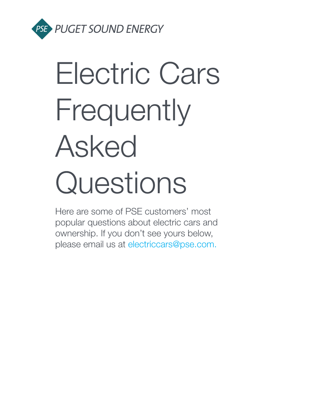 Electric Cars Frequently Asked Questions Here Are Some Of Pse Customers