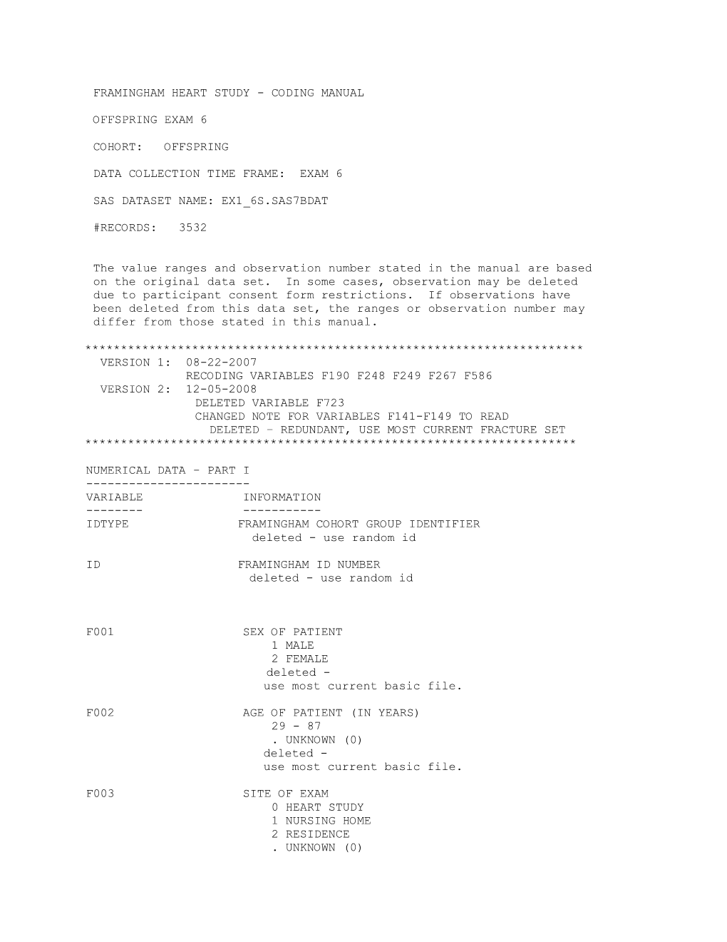 Coding Manual Offspring Exam 6 Cohort