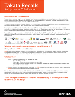 Takata Recalls an Update for Tribal Nations