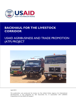 Backhaul for the Livestock Corridor Usaid Agribusiness and Trade Promotion (Atp) Project