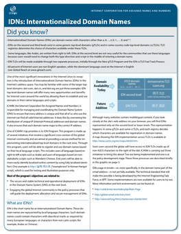 Idns: Internationalized Domain Names Did You Know?