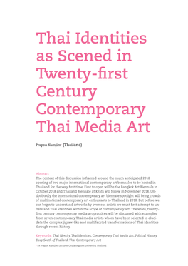 Thai Identities As Scened in Twenty-First Century Contemporary Thai Media Art