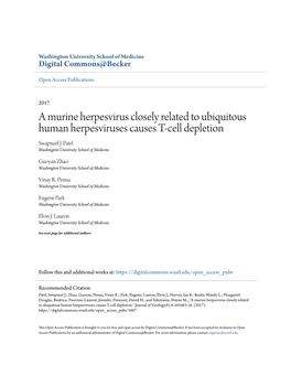 A Murine Herpesvirus Closely Related to Ubiquitous Human Herpesviruses Causes T-Cell Depletion Swapneel J