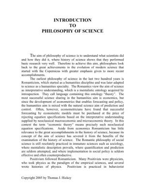 Introduction to Philosophy of Science