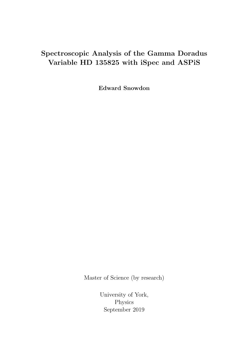 Spectroscopic Analysis of the Gamma Doradus Variable HD 135825 with Ispec and Aspis